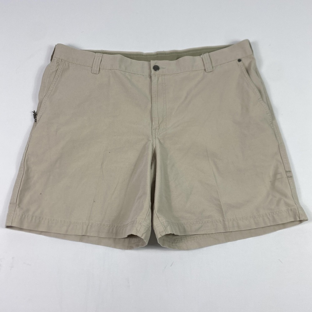 Columbia Shorts Mens 42W 8 Inch Khaki Chino Cotton Flat Front Zip Pocket